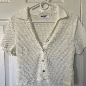 Collared Button Down Crop Top